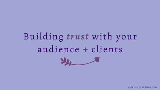 blog post title banner building trust in spiritual business with heart arrow