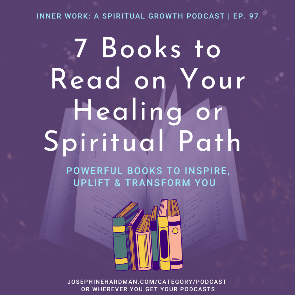 purple background with books spiritual podcast healing