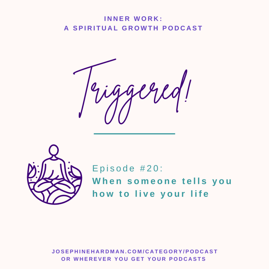 person in meditation purple font triggered spiritual podcast