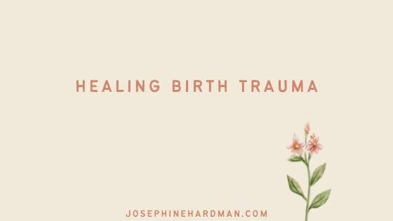 beige banner with small flower healing birth trauma